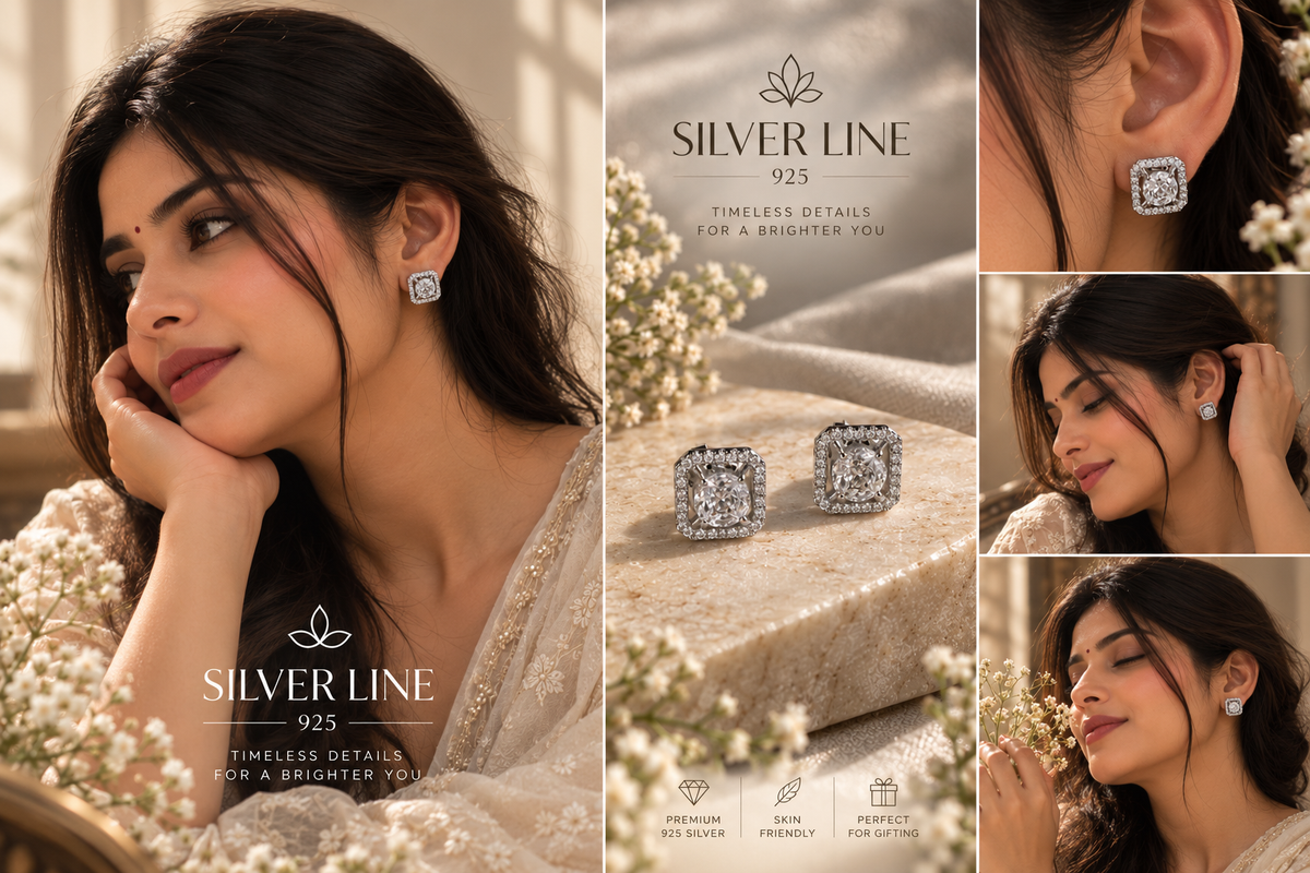 Dazzling Geometric Halo 92.5 Silver Earrings