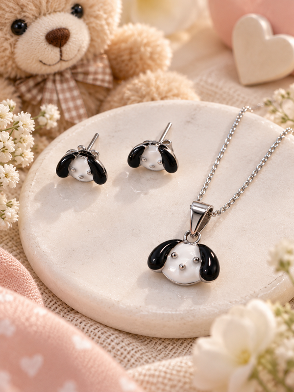 Black & White Pup Silver Set