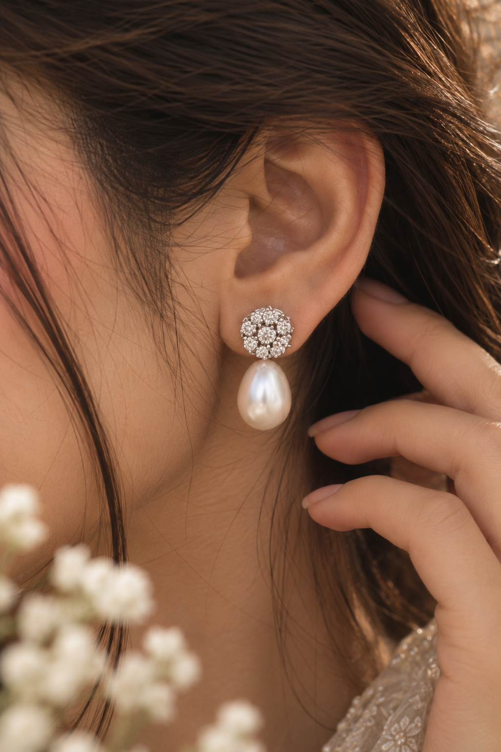 Royal Pearl & Pave 92.5 Silver Earrings