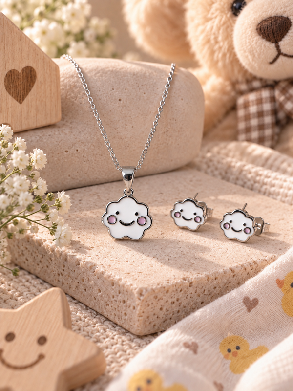 Blush Cloud 925 Silver Pendant Set
