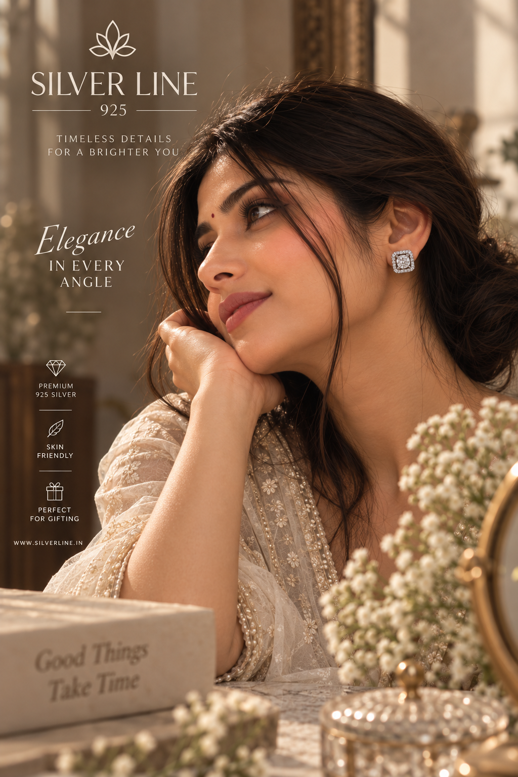 Dazzling Geometric Halo 92.5 Silver Earrings