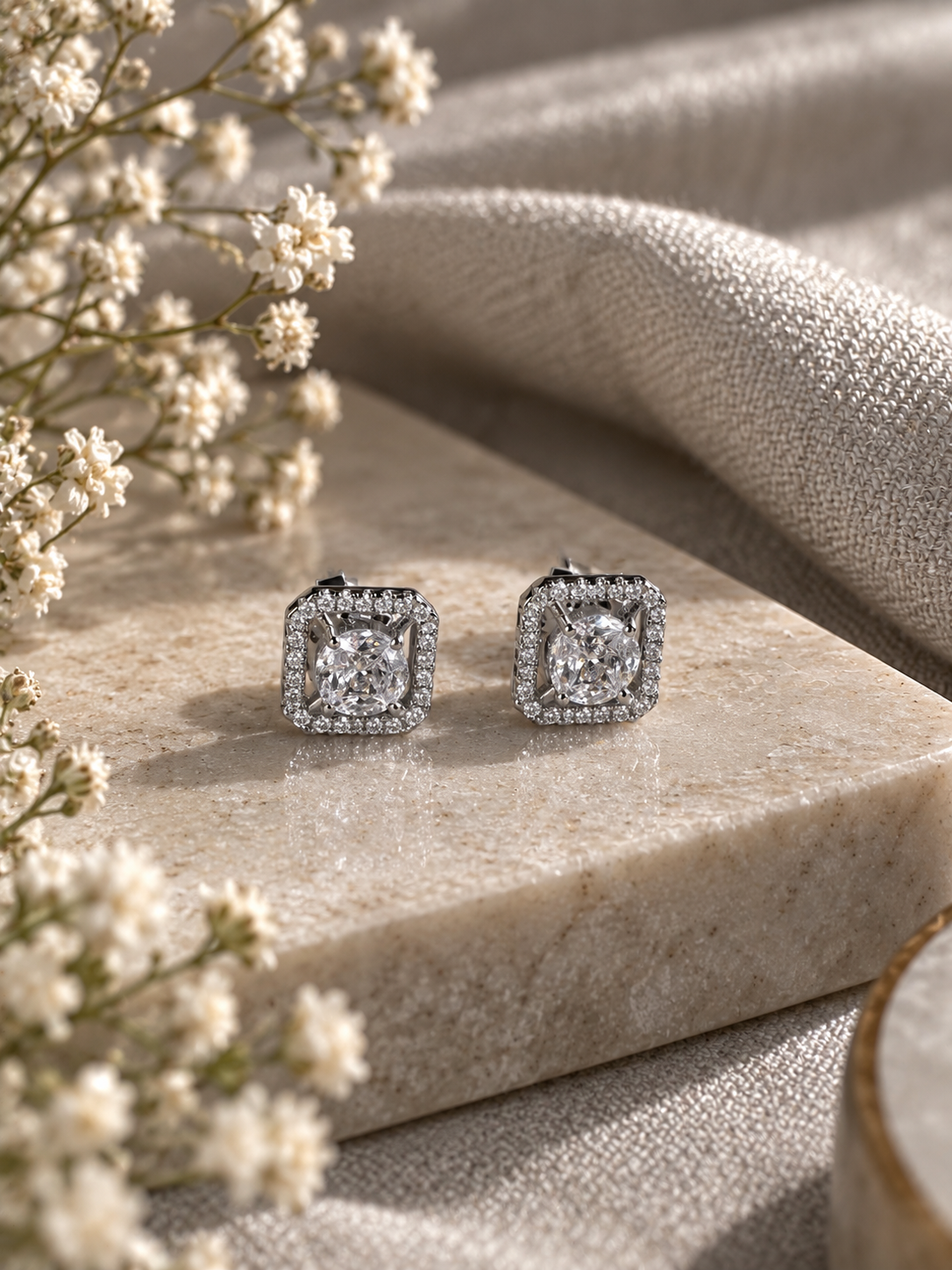 Dazzling Geometric Halo 92.5 Silver Earrings