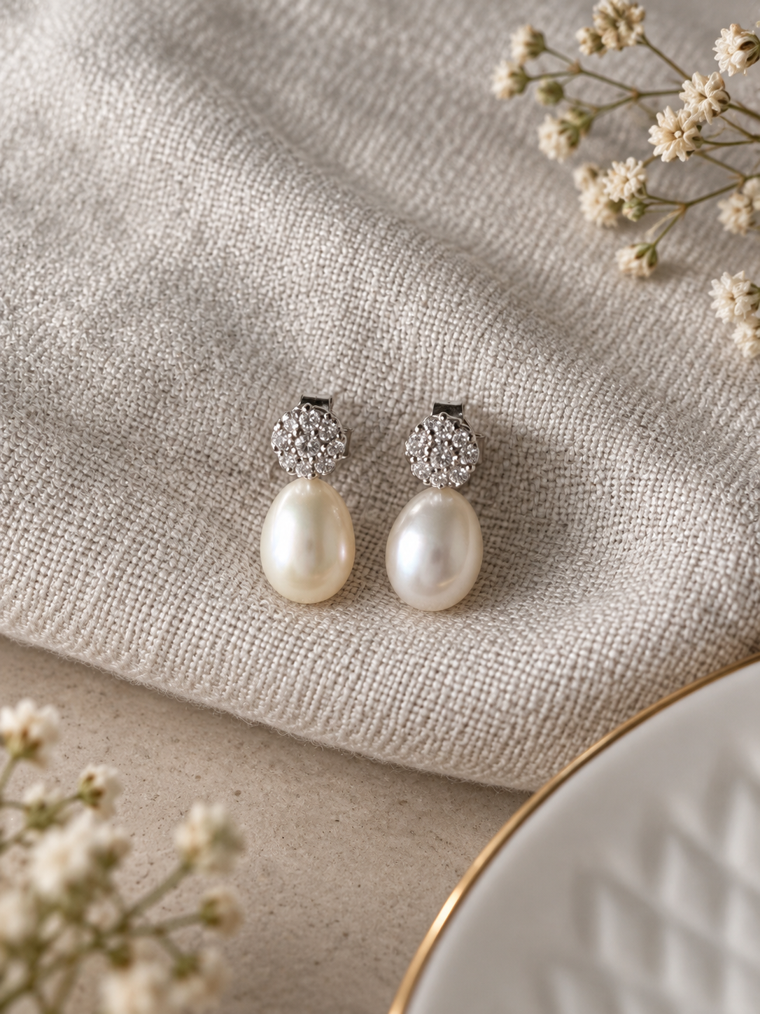 Royal Pearl & Pave 92.5 Silver Earrings