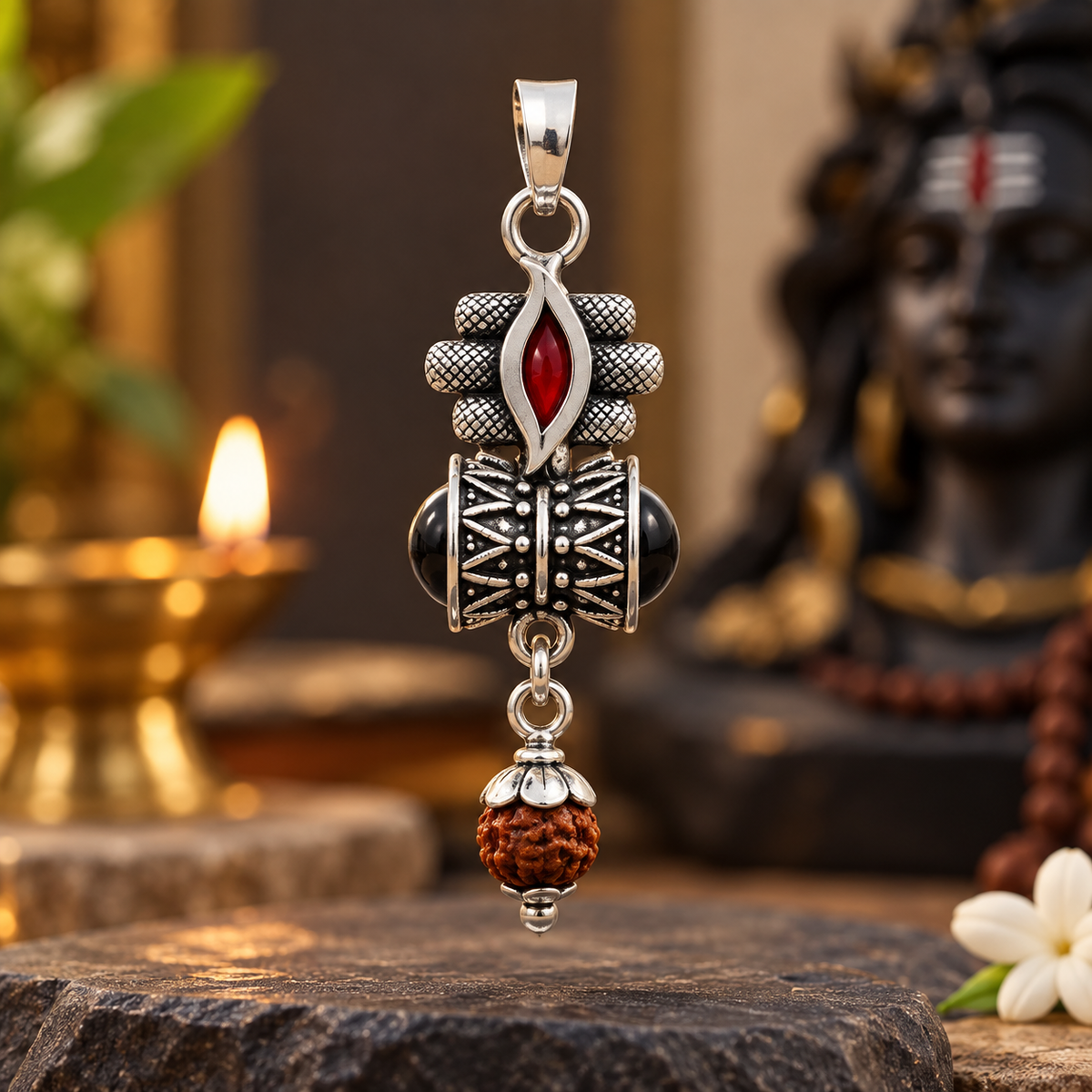 ShivShakti™ – Rudraksha Trishul Divine Pendant