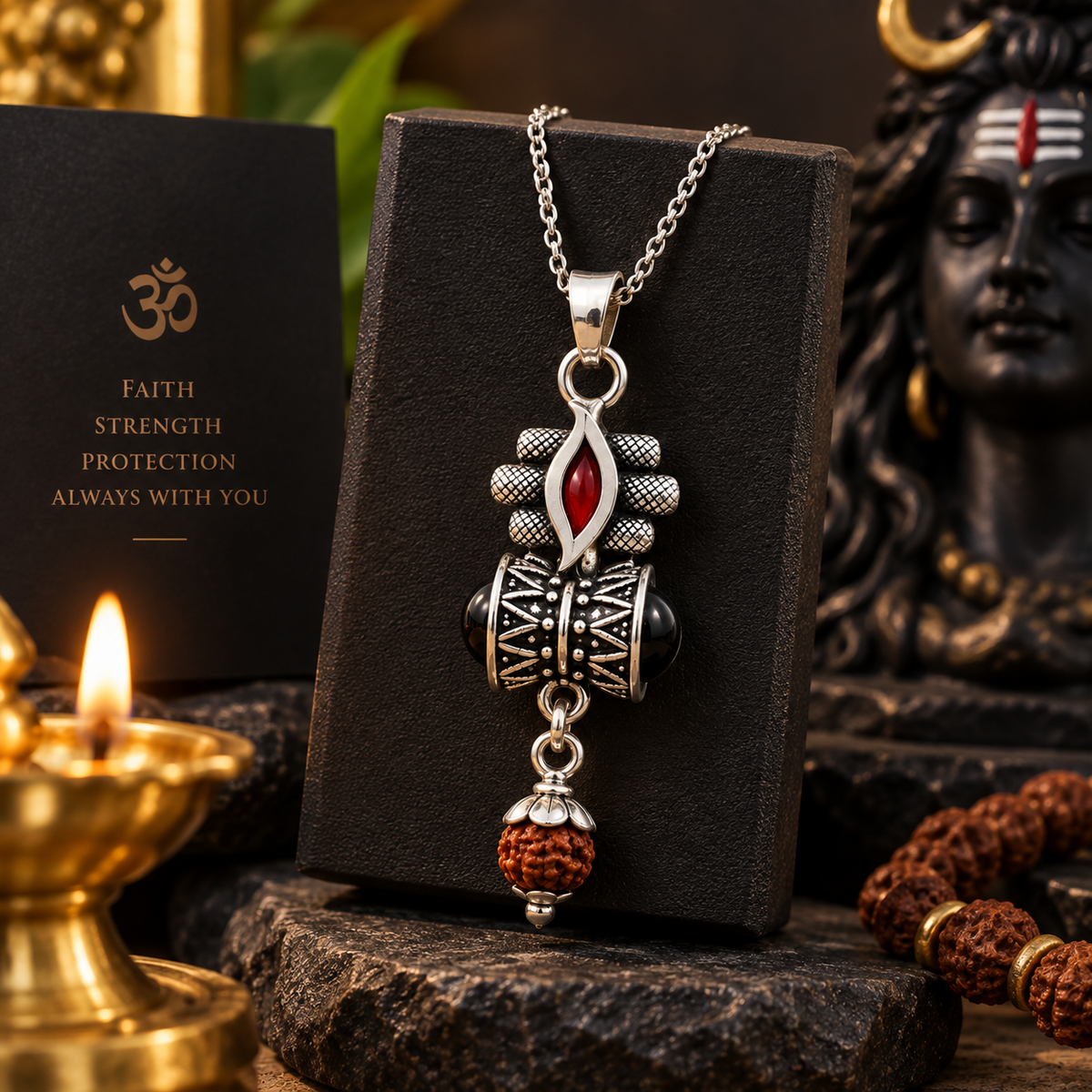 ShivShakti™ – Rudraksha Trishul Divine Pendant