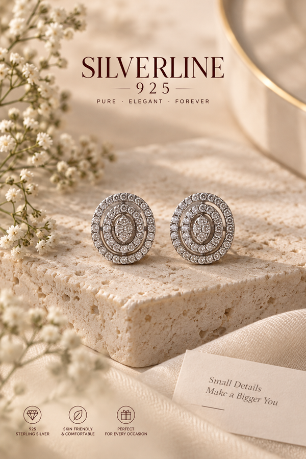 Diamond studed oval earrings