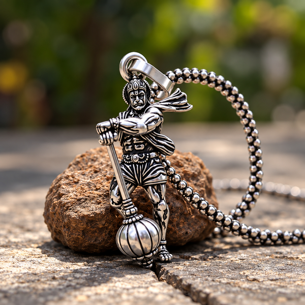 Veer Hanuman Silver Pendant