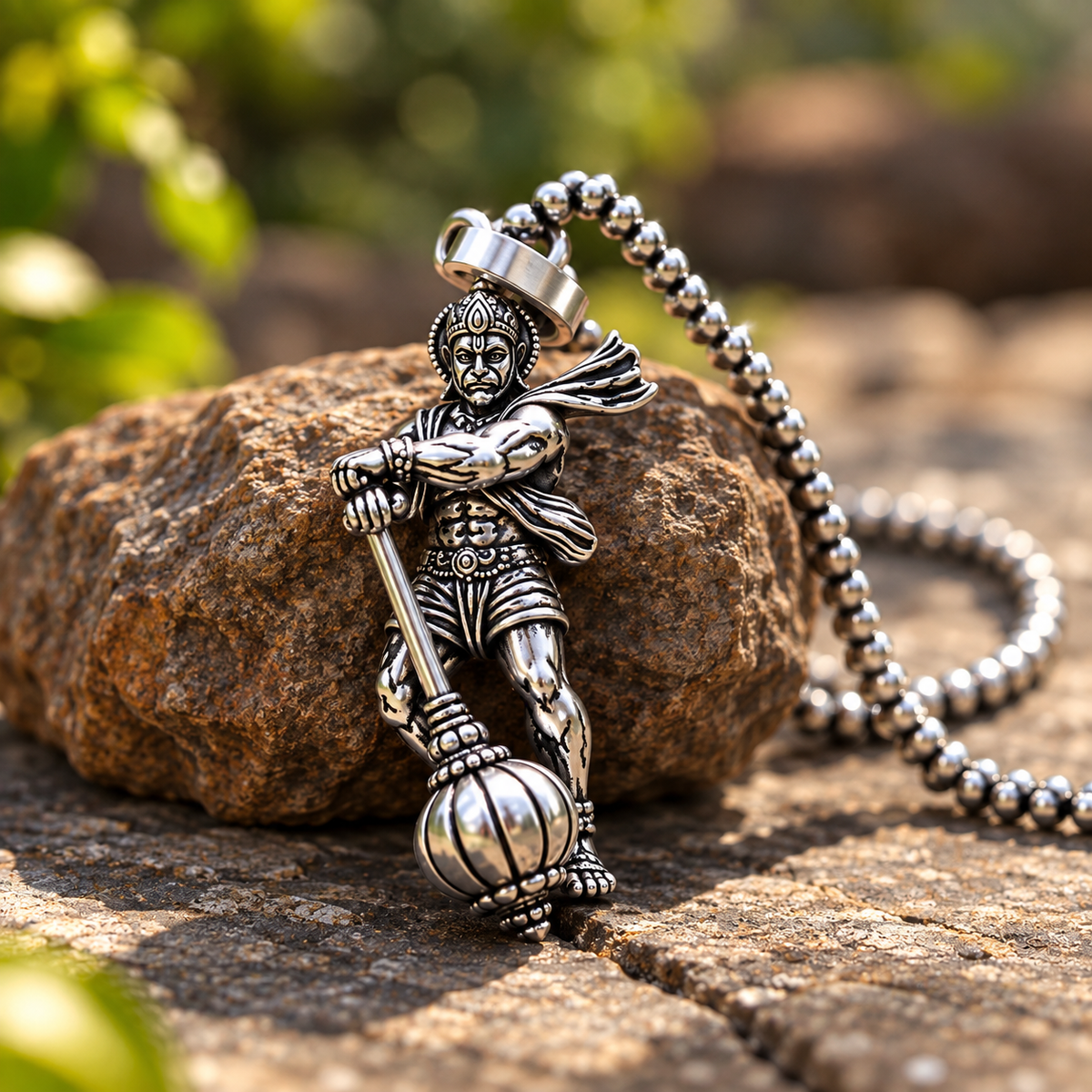 Veer Hanuman Silver Pendant
